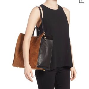 Clare V Simple Tote with camel calf hair